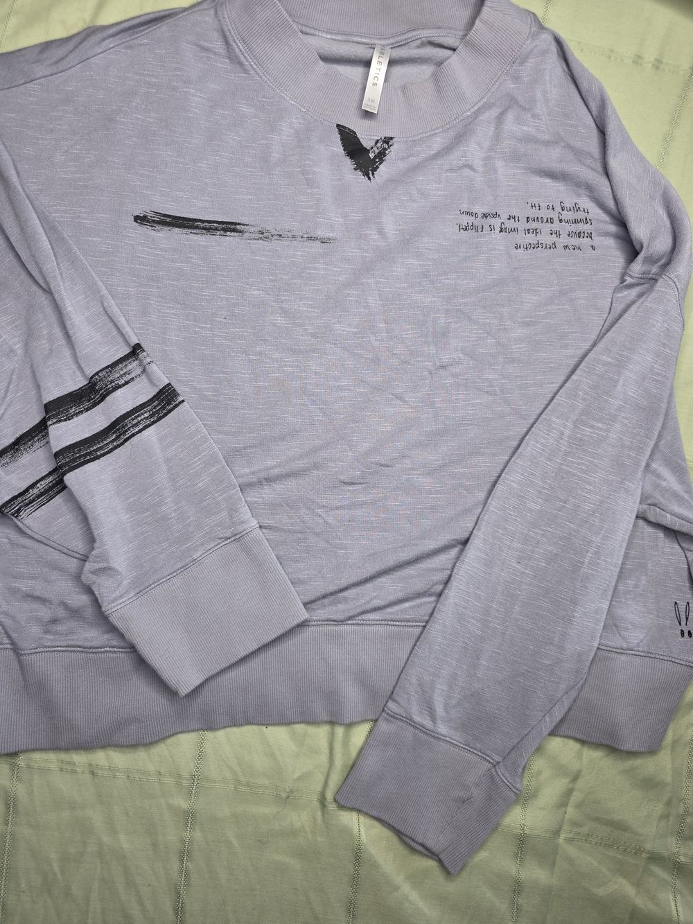 Fabletics Lavender Purple Graphic Quote Oversized Sweatshirt 3X Plus Size